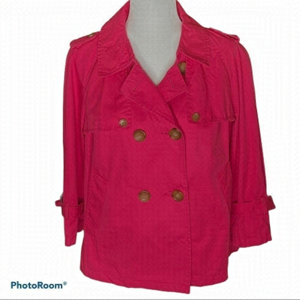 NWT Women’s Ann Taylor LOFT pink short trench jacket Barbiecore Size M